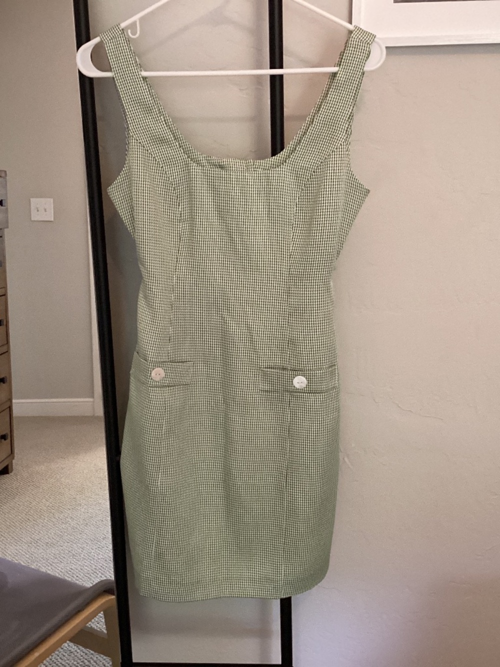 MINKPINK Green Gingham Dress - Size XS